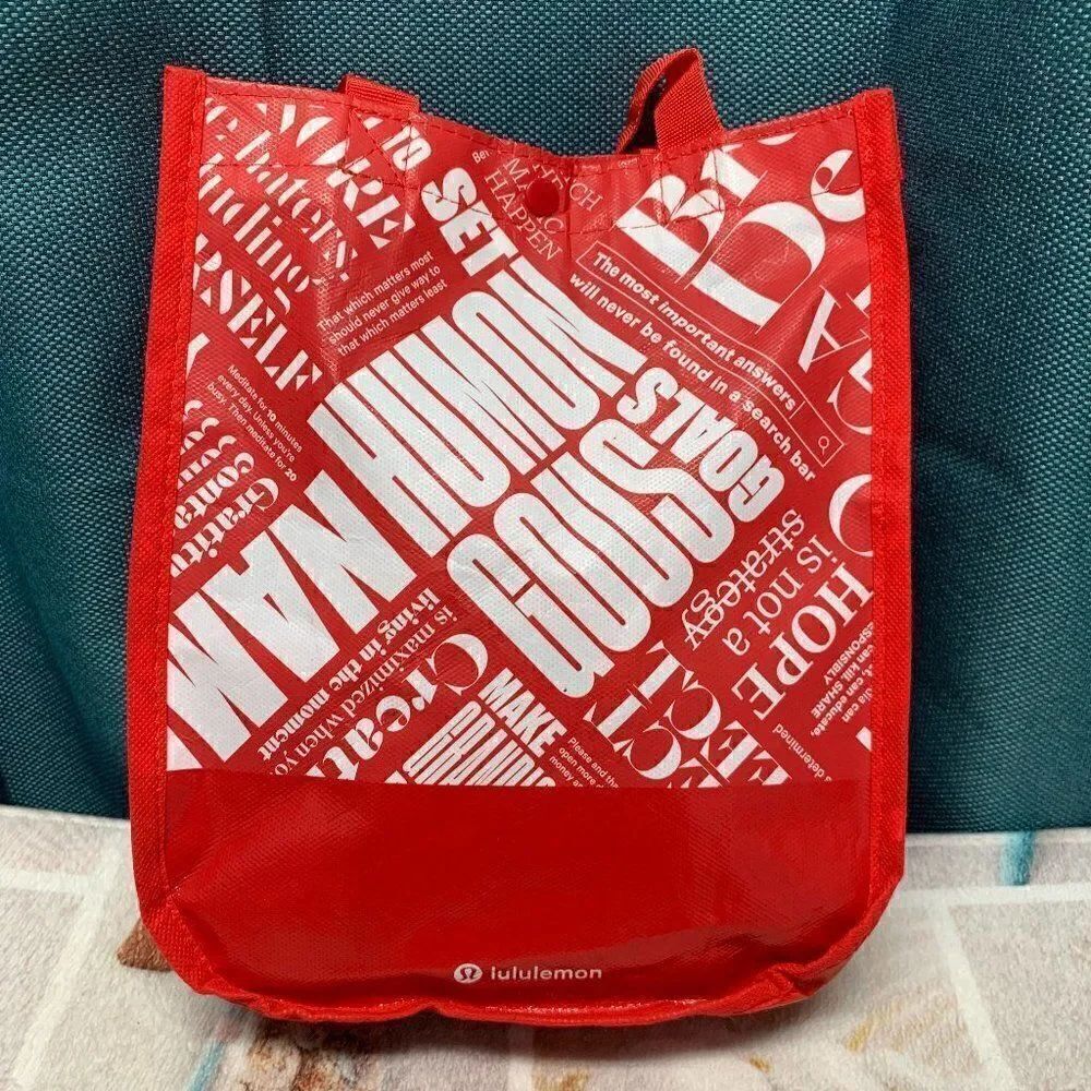 Lululemon Athletica Small Reusable Shopping Tote Red & White
